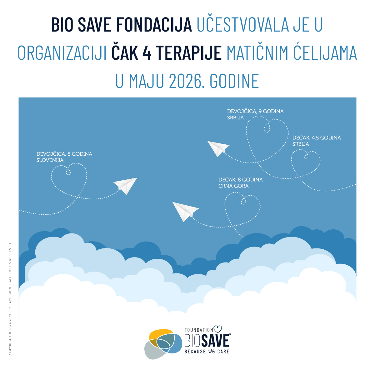 Čak 4 terapije matičnim ćelijama u organizaciji Bio Save Fondacije